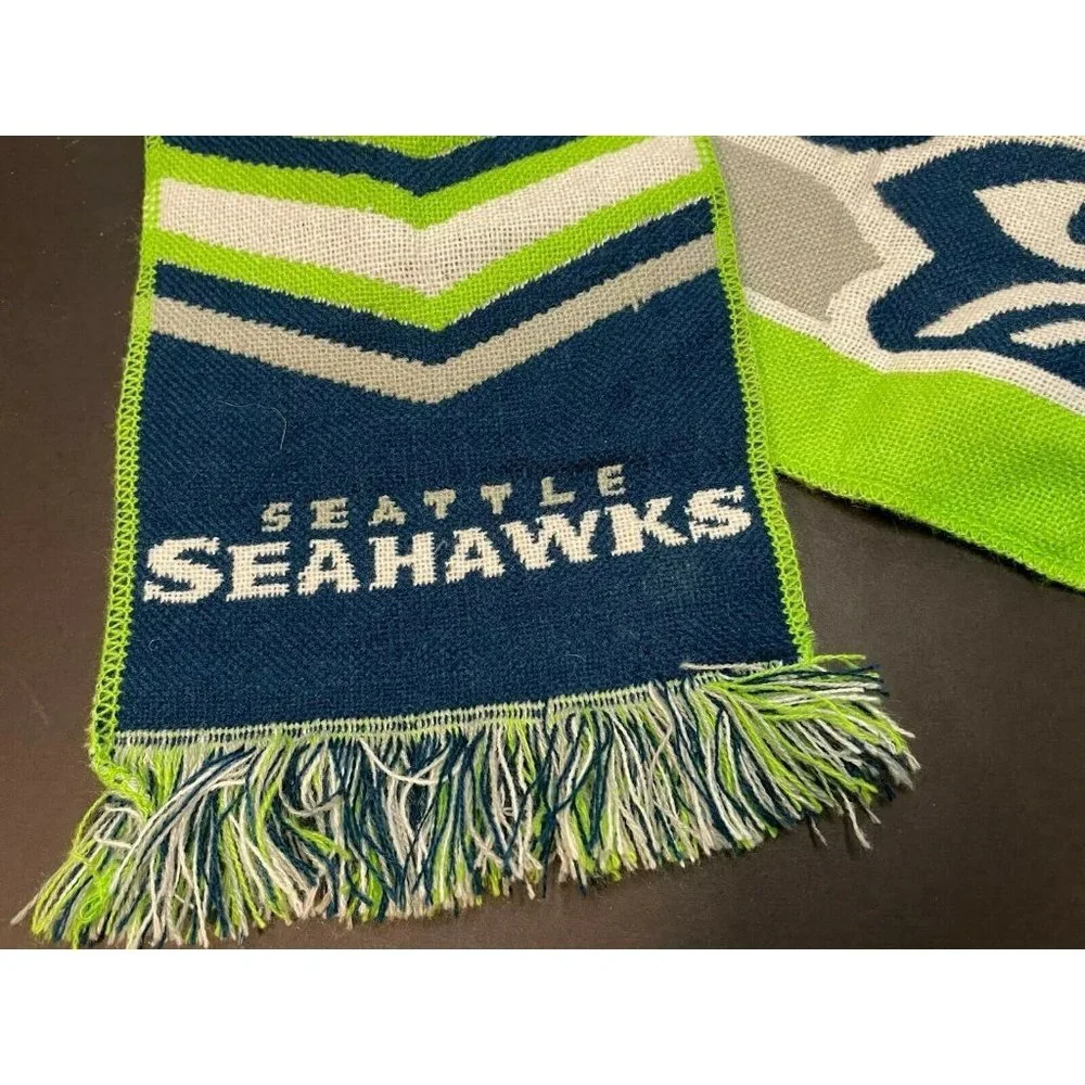 NFL Seattle Seahawks scarf knit football winter neck Safeway green blue